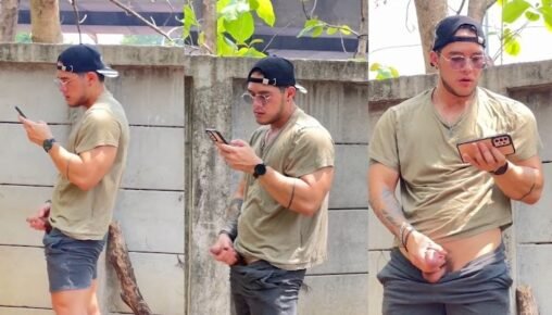 บอยซ์ ทักษกร นายแบบเกย์ไทยสูงใหญ่ไซส์ฝรั่ง เงี่ยนจัดยืนดูคลิปชักว่าวอยู่ริมรั้วแบบไม่สนใจใคร ทำไงได้คนมันเงี่ยนน้ำแตกฟิวฟินไป