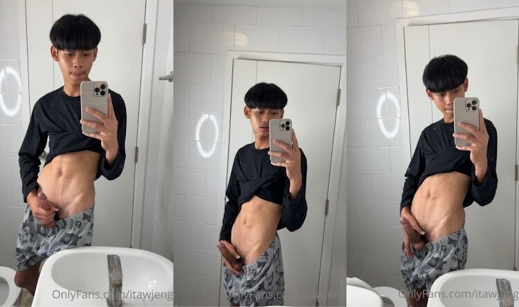 ต้าวเจ๋ง เกย์วัยรุ่นดาวติ๊กต๊อก ใช้มือถือถ่ายคลิปชักว่าวในห้องน้ำผ่านกระจกเงา boyfeelfinเงี่ยนจนน้ำแตกคามือ