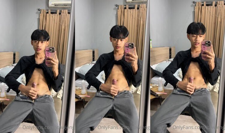 ต้าวเจ๋งชักว่าวโชว์หน้ากระจก วัยรุ่นเกย์ไทยตัวตึงถ่ายคลิปมือหนึ่ง อีกมือชักควยเสียวฟินน้ำแตกทะลัก